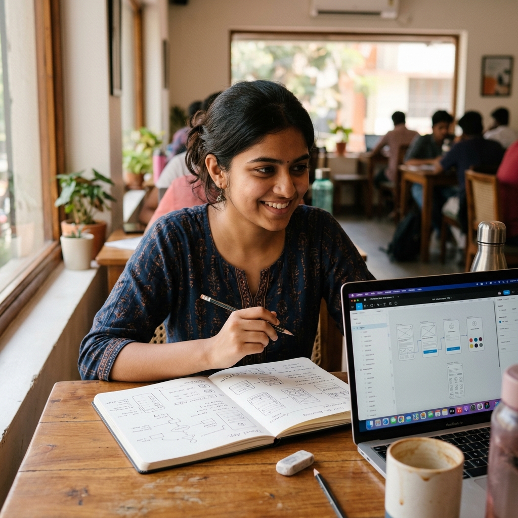 College student working on UX foundations