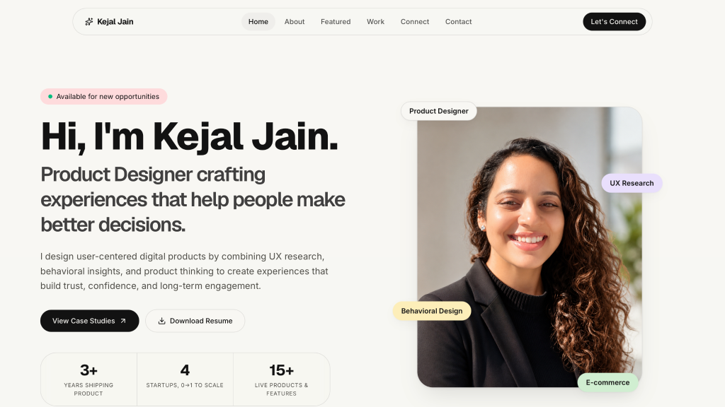Kejal — Product Designer Portfolio